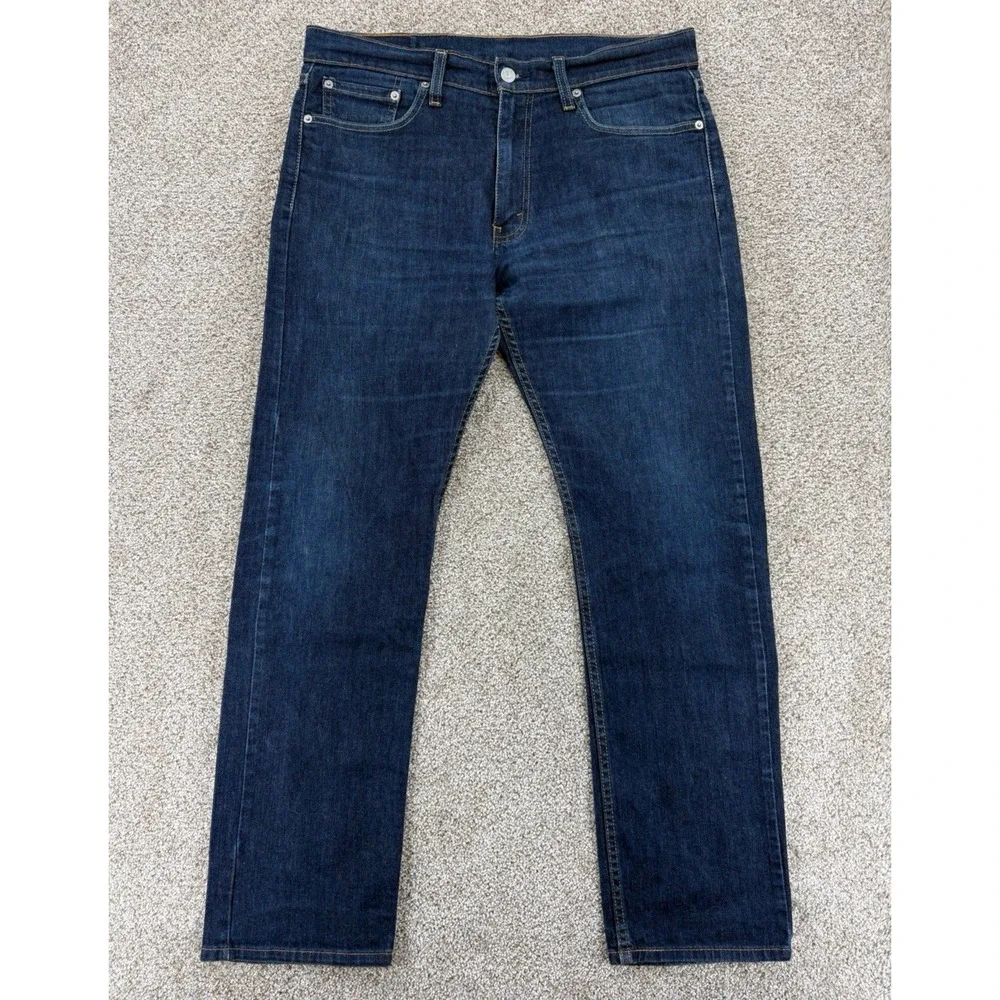 Levis 513 Slim Straight Jeans Mens 32x30 (Fits 34x30) Blue Dark Wash Wallet Fade